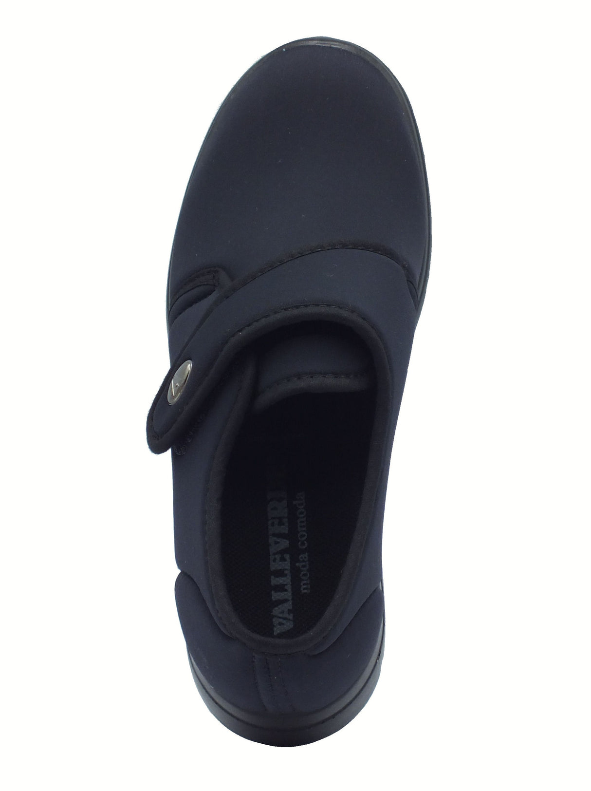 Valleverde Valleverde 25351 Nero Mocassini con zeppa per donna in tessuto con zeppa bassa e strappo Nero