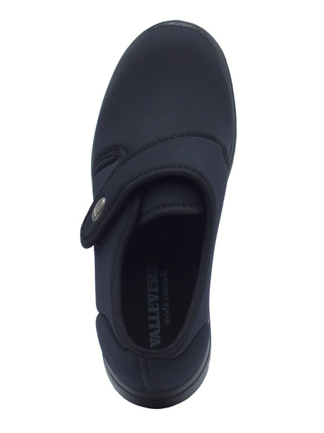 Valleverde Valleverde 25351 Nero Mocassini con zeppa per donna in tessuto con zeppa bassa e strappo Nero