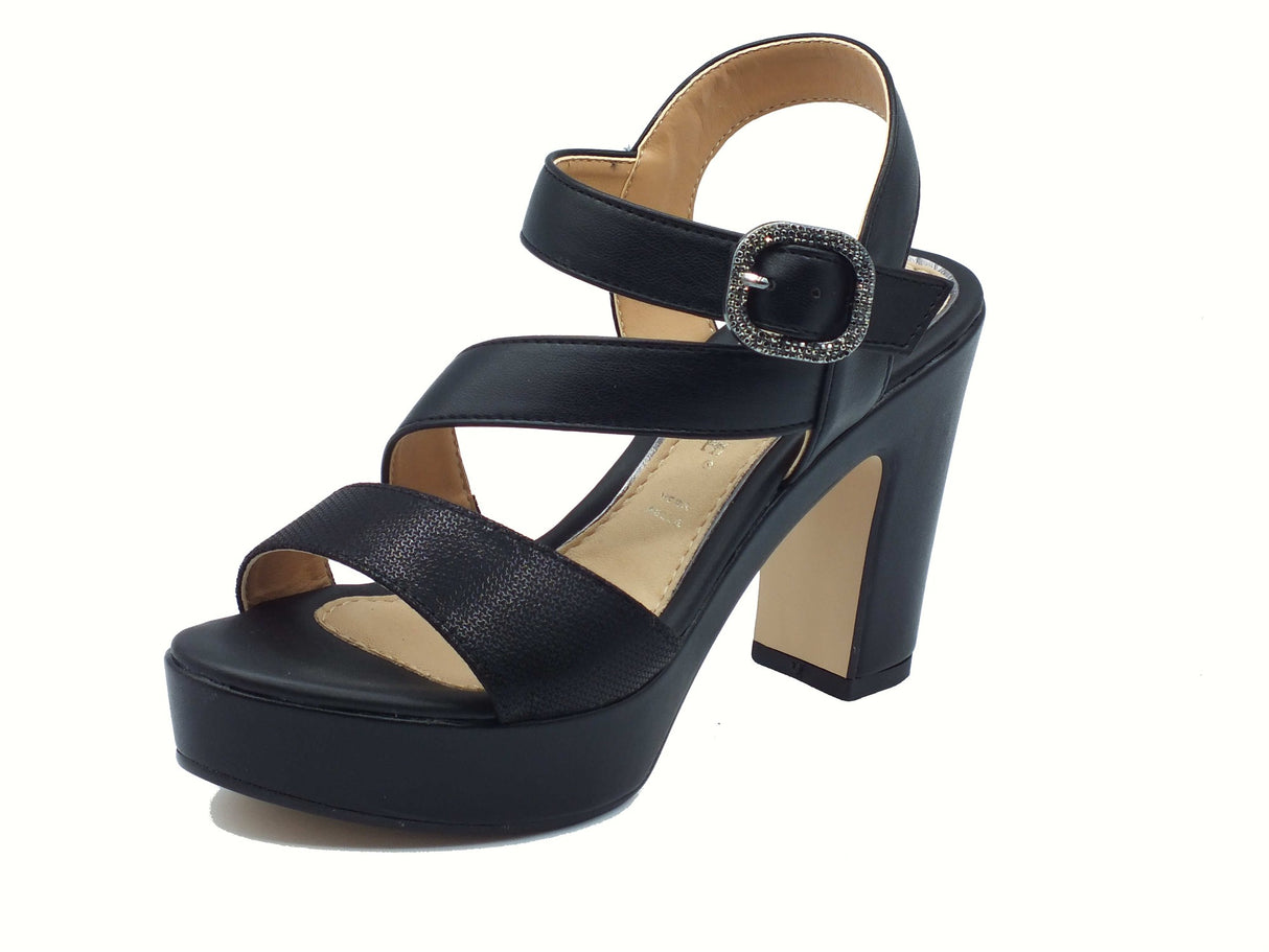 Valleverde Valleverde 32520 Noir Sandali eleganti con tacco alto e plateau per donna in ecopelle nero nero