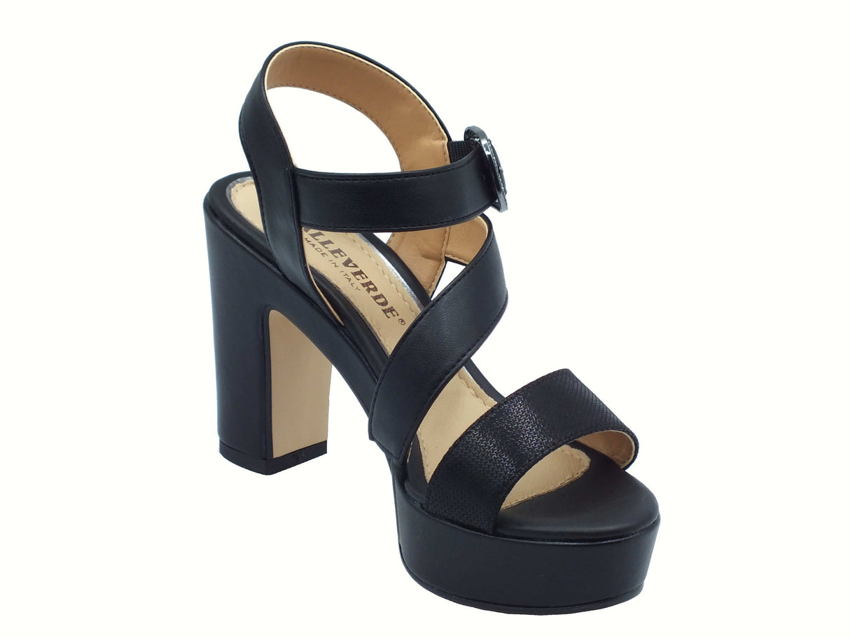 Valleverde Valleverde 32520 Noir Sandali eleganti con tacco alto e plateau per donna in ecopelle nero nero