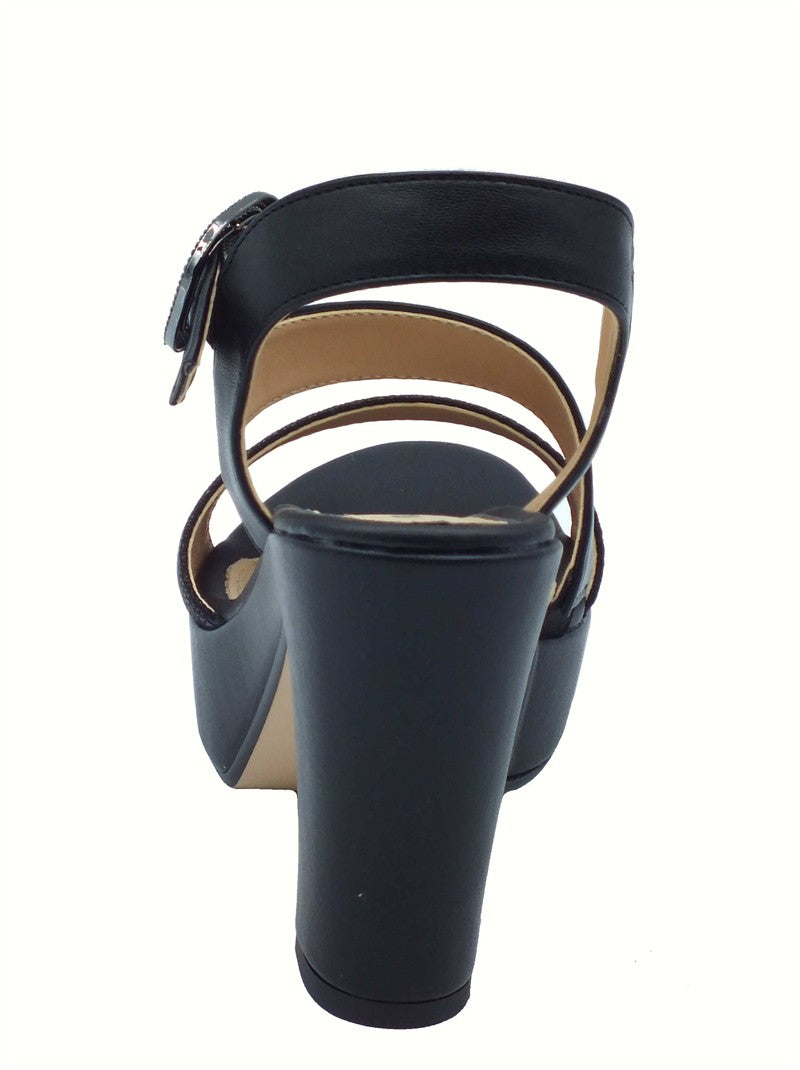 Valleverde Valleverde 32520 Noir Sandali eleganti con tacco alto e plateau per donna in ecopelle nero nero
