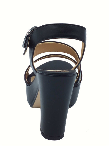 Valleverde Valleverde 32520 Noir Sandali eleganti con tacco alto e plateau per donna in ecopelle nero nero
