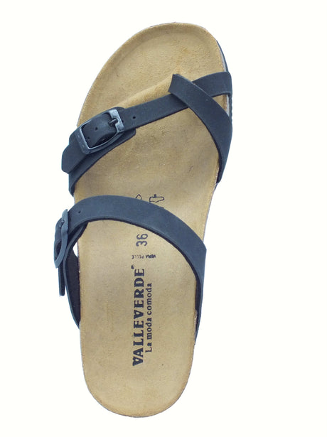 Valleverde Valleverde Infradito zeppa bassa Donna VG1395P Nero sintetico nero Nero