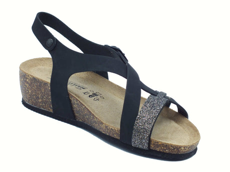 Valleverde Valleverde VG324AT Nero Sandali con zeppa per Donna econabuk e glitter Nero