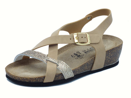 Valleverde Valleverde VG324AT Sabbia Sandali con zeppa per Donna econabuk e glitter Sabbia