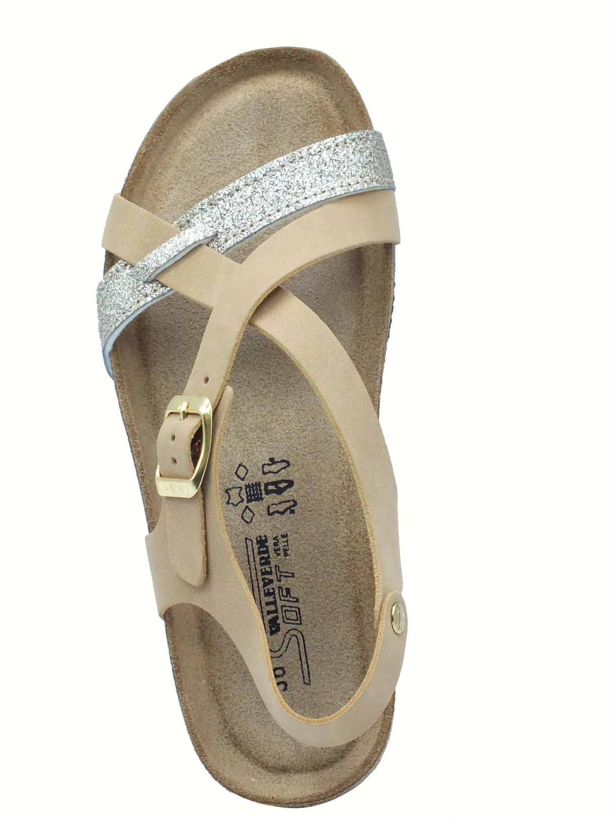 Valleverde Valleverde VG324AT Sabbia Sandali con zeppa per Donna econabuk e glitter Sabbia