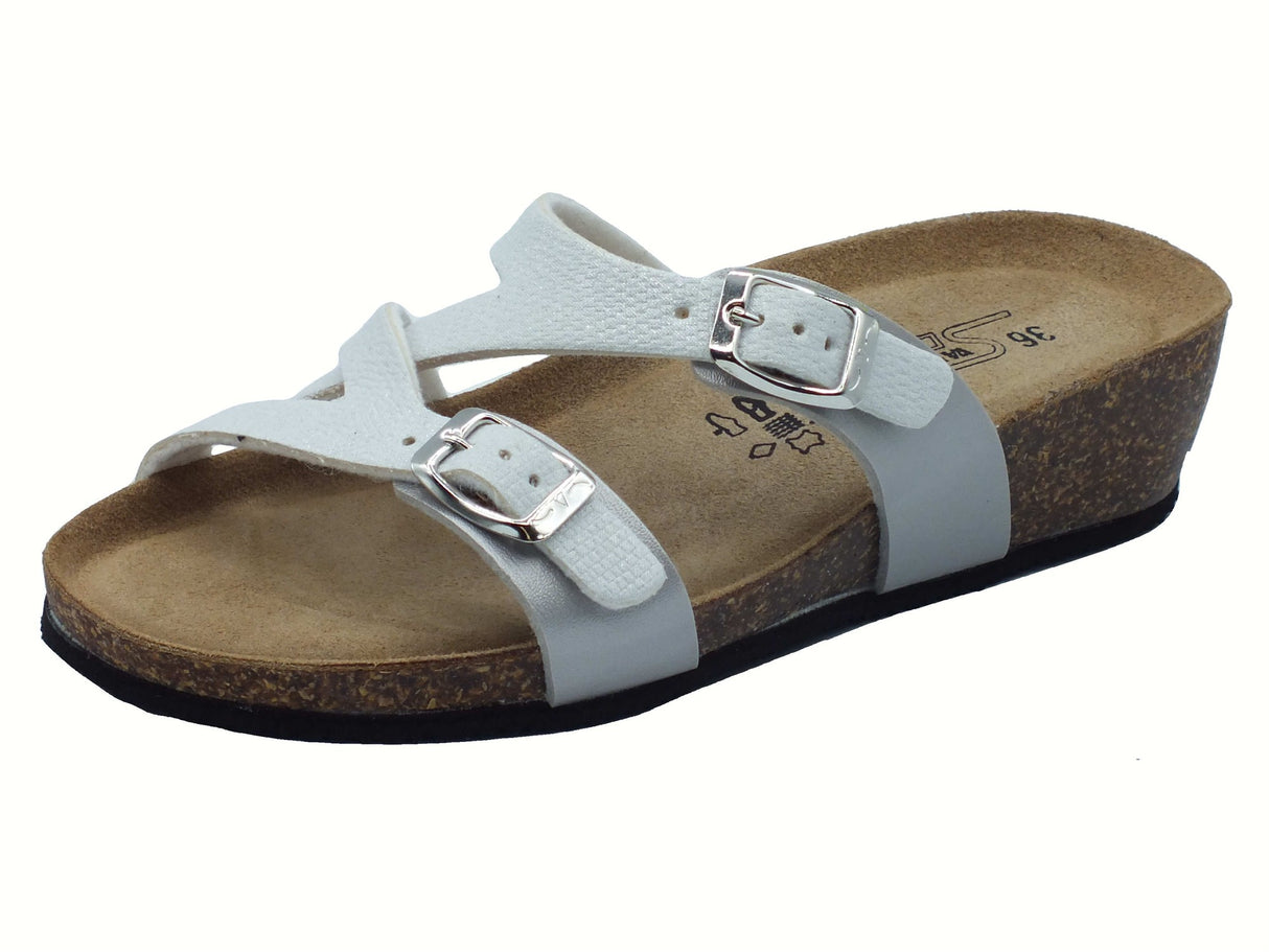 Valleverde Valleverde VG335 Argento Sandali con zeppa bassa per Donna ecopelle doppia fibia Argento