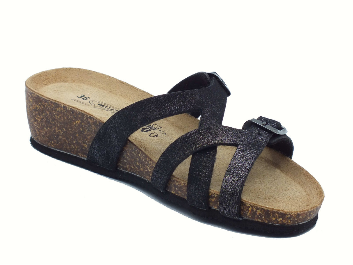 Valleverde Valleverde VG335 Nero Sandali con zeppa bassa per Donna ecopelle doppia fibia Nero