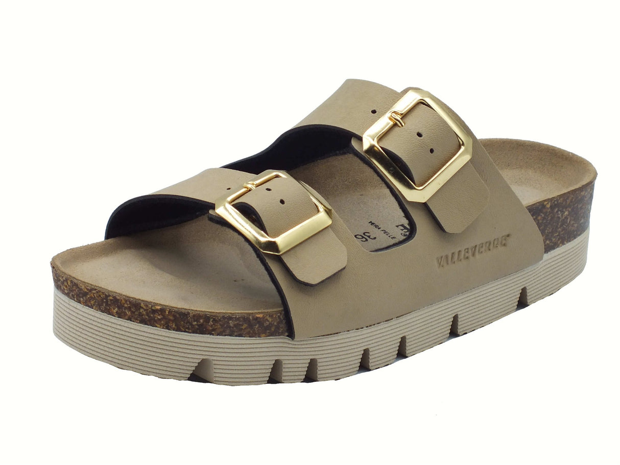 Valleverde Valleverde VG6800Q Sabbia Sandali con zeppa per Donna econabuk e doppia fibia Sabbia