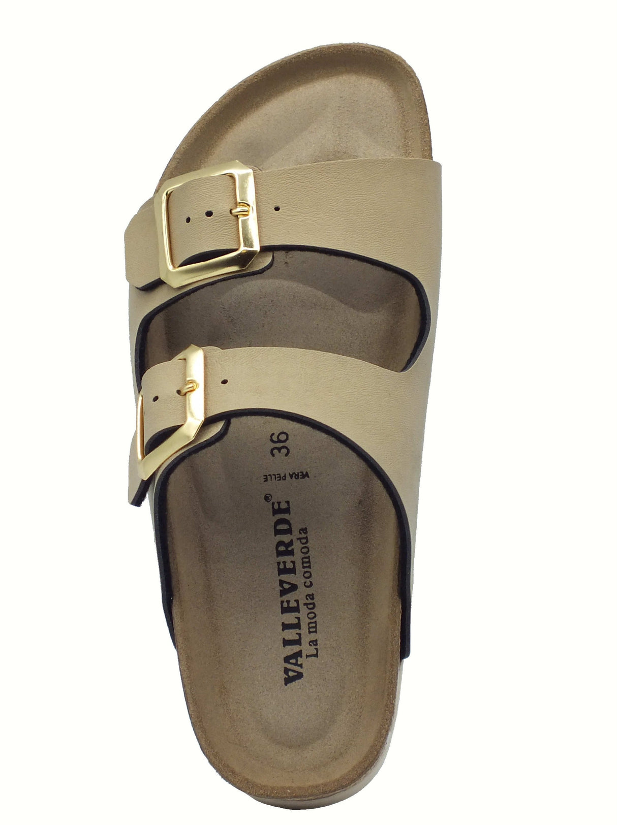 Valleverde Valleverde VG6800Q Sabbia Sandali con zeppa per Donna econabuk e doppia fibia Sabbia