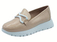 Wonders Wonders A-2480 Aura Lack Palo Mocassini per Donna in pelle verniciata beige zeppa media beige