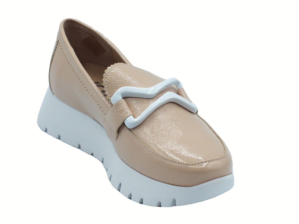 Wonders Wonders A-2480 Aura Lack Palo Mocassini per Donna in pelle verniciata beige zeppa media beige