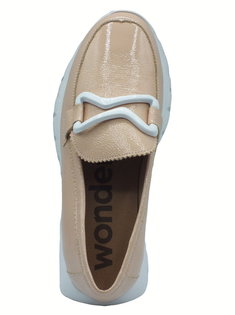 Wonders Wonders A-2480 Aura Lack Palo Mocassini per Donna in pelle verniciata beige zeppa media beige