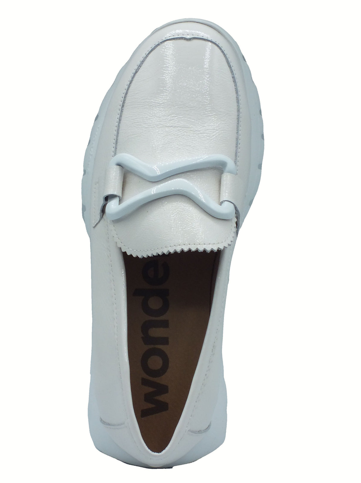 Wonders Wonders A-2480 Aura Lack Off Mocassini per Donna in pelle verniciata bianca zeppa media Bianco