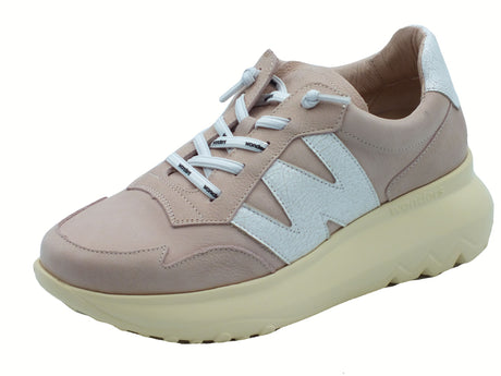 Wonders Wonders A-4002 Samira Nubuk Palo Sneakers per Donna in nabuk beige zeppa alta bombata beige