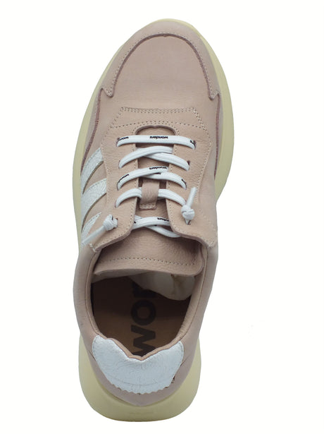 Wonders Wonders A-4002 Samira Nubuk Palo Sneakers per Donna in nabuk beige zeppa alta bombata beige