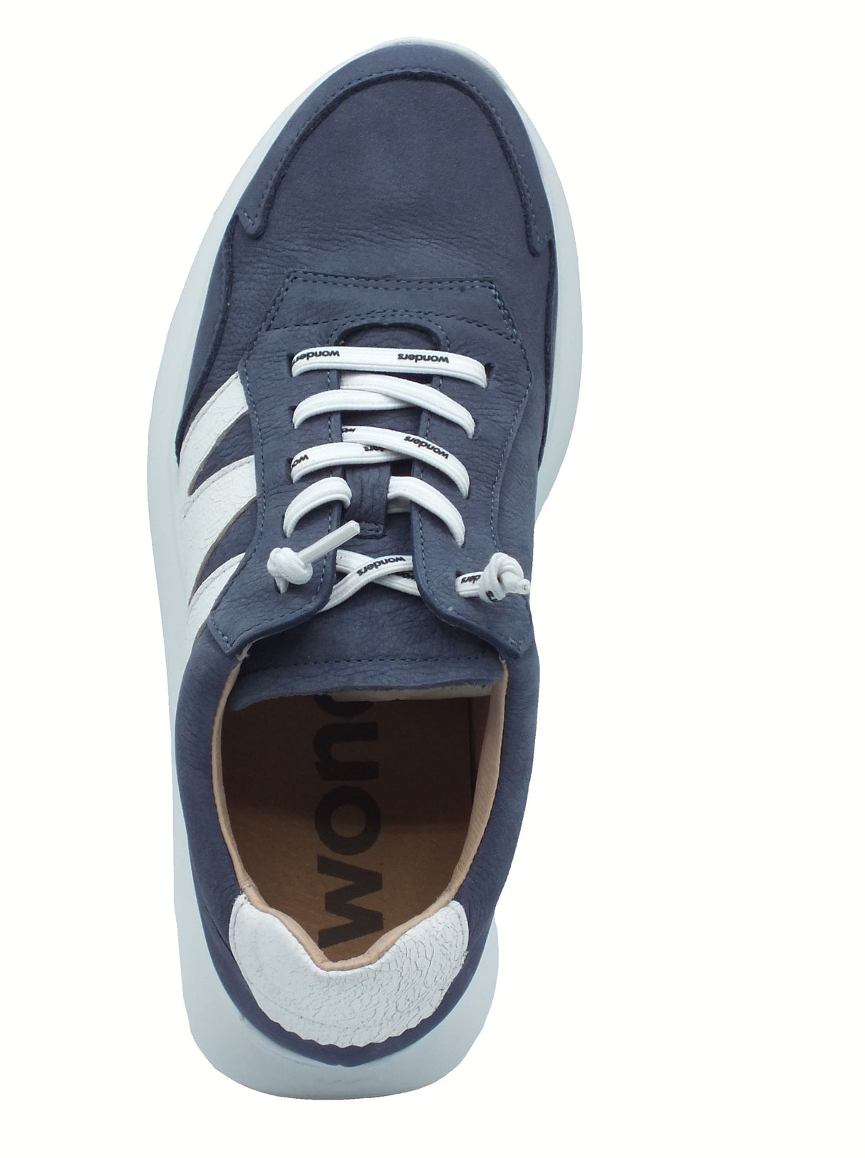 Wonders Wonders A-4002 Samira Nubuk Baltic Sneakers per Donna in nabuk blu zeppa alta bombata blu
