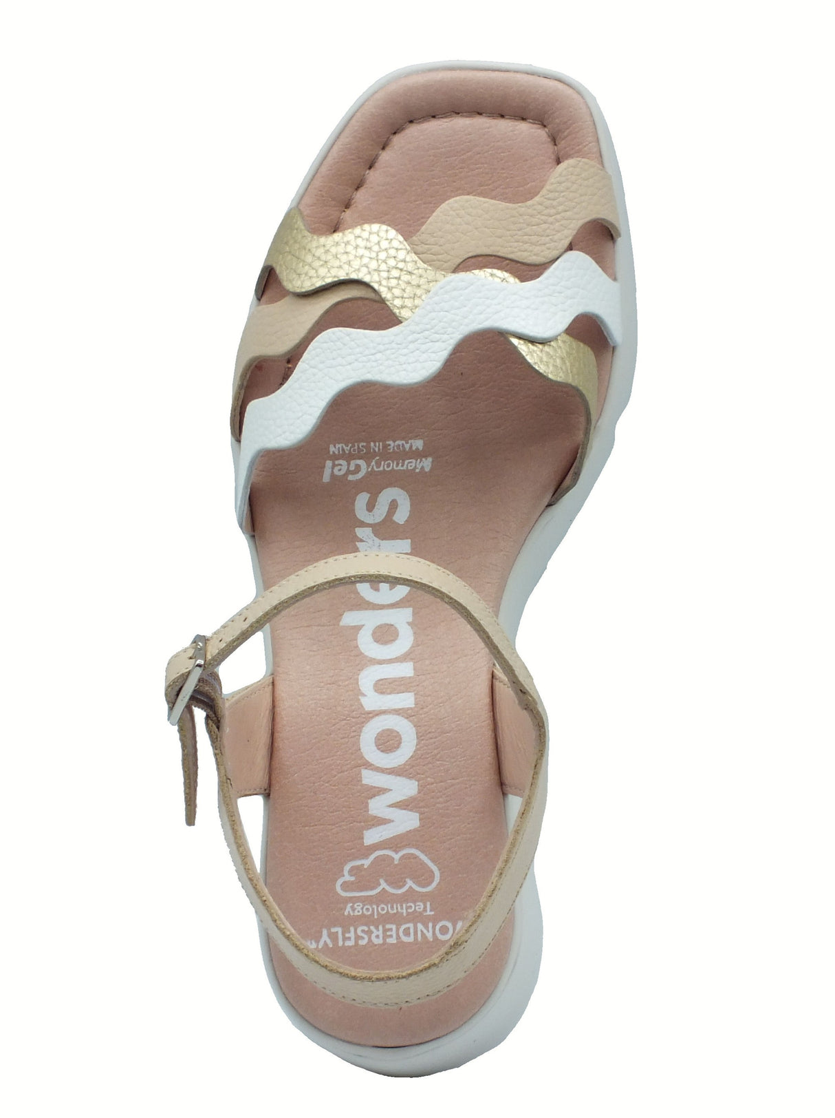 Wonders Wonders B-7943 Wild Natural Off Sandali per Donna in pelle beige naturale con zeppa media Natural Off