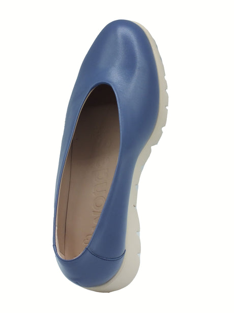 Wonders Wonders C-33150 Amour Sauvage Baltic Mocassini per Donna in pelle blu con zeppa alta blu