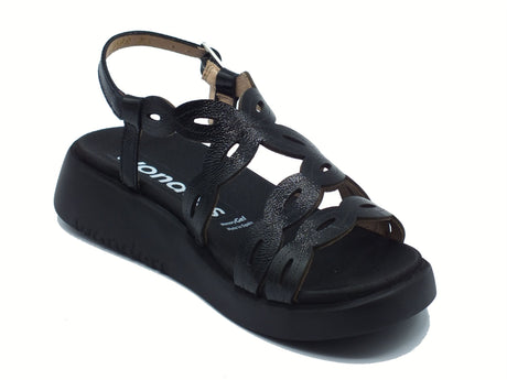 Wonders Wonders C-6542 Lack Negro Sandali per Donna in vernice nera con zeppa bassa Nero