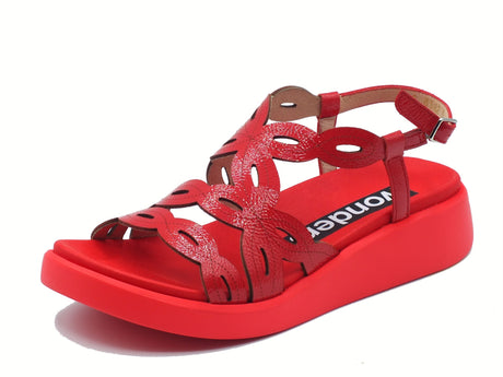 Wonders Wonders C-6542 Lack Rojo Sandali per Donna in vernice rossa con zeppa bassa Lack Rojo