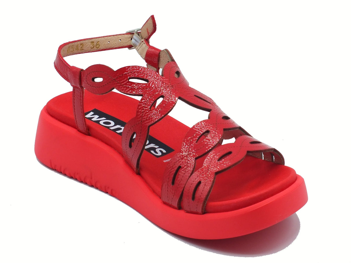 Wonders Wonders C-6542 Lack Rojo Sandali per Donna in vernice rossa con zeppa bassa Lack Rojo