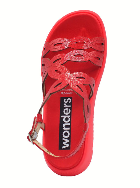 Wonders Wonders C-6542 Lack Rojo Sandali per Donna in vernice rossa con zeppa bassa Lack Rojo