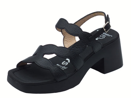 Wonders Wonders D-1020 Hura Wild Negro Sandali per Donna in pelle nera con tacco medio Nero
