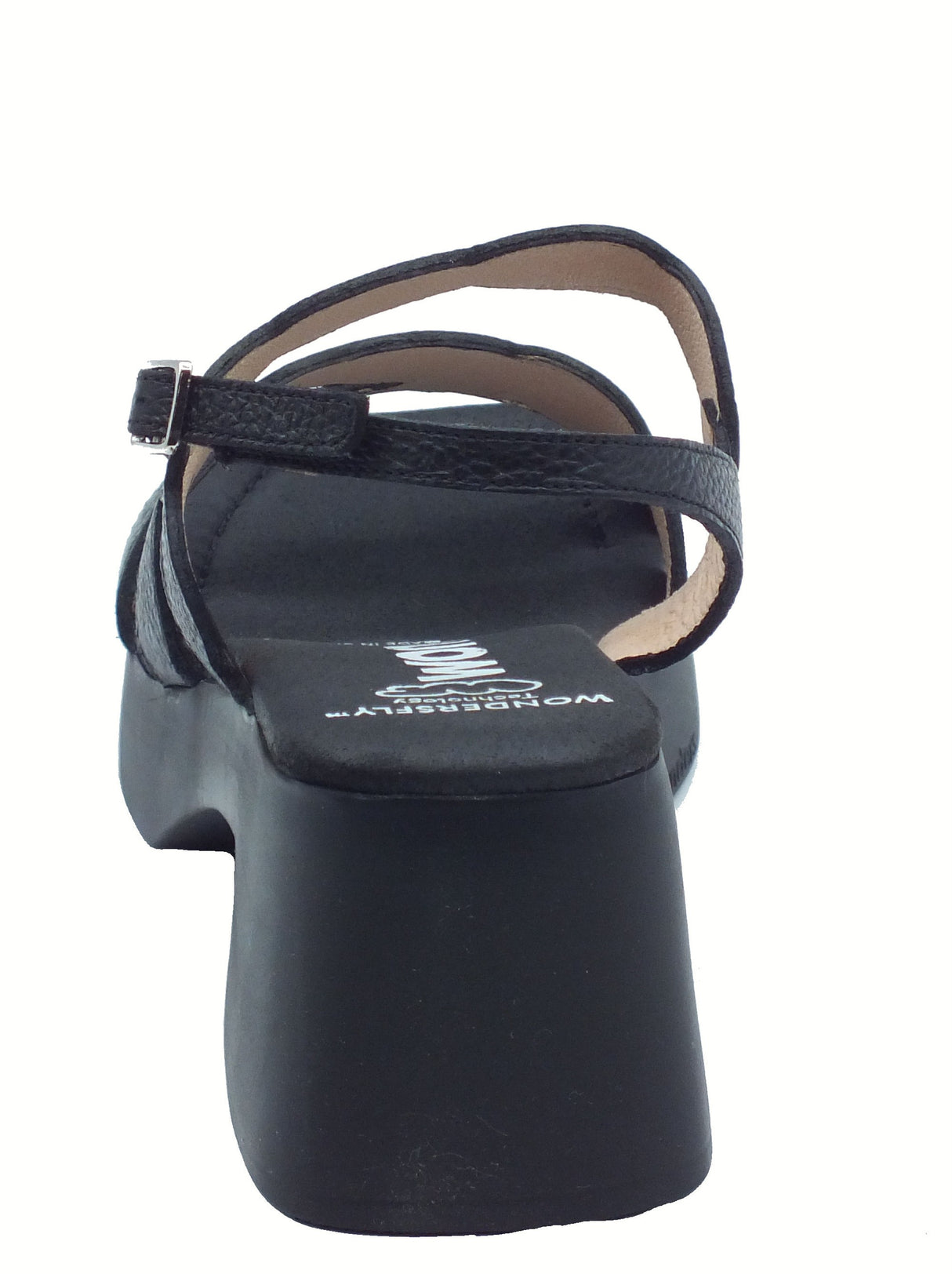 Wonders Wonders D-1020 Hura Wild Negro Sandali per Donna in pelle nera con tacco medio Nero