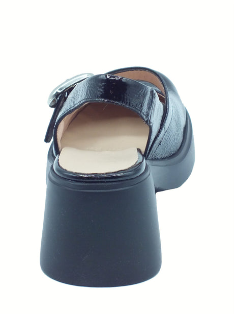 Wonders Wonders E-7111 Sora Lack Negro Sandali per Donna in pelle lucida nero con tacco alto e plateau nero