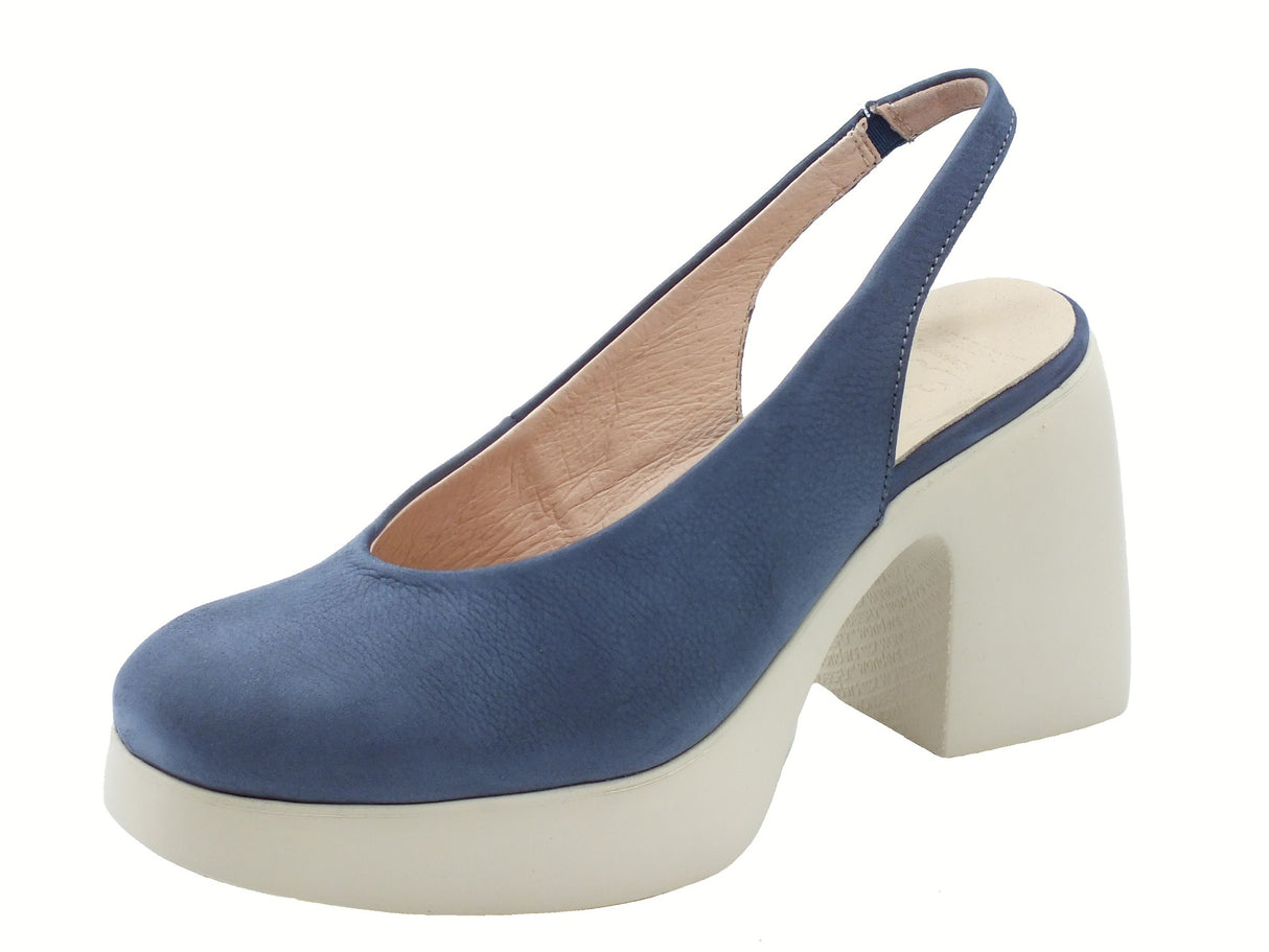 Wonders Wonders H-4970 Naima Nubuk Baltic Sandali per Donna in nabuk blu con tacco alto e plateau blu