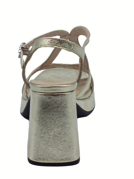 Wonders Wonders M-5320 ISIS Soft Metal Platino Sandali per Donna in pelle oro platinato con tacco alto e pla Platino