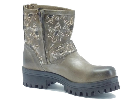 CafèNoir Tronchetti CafèNoir per donna in pelle taupe modello biker Taupe