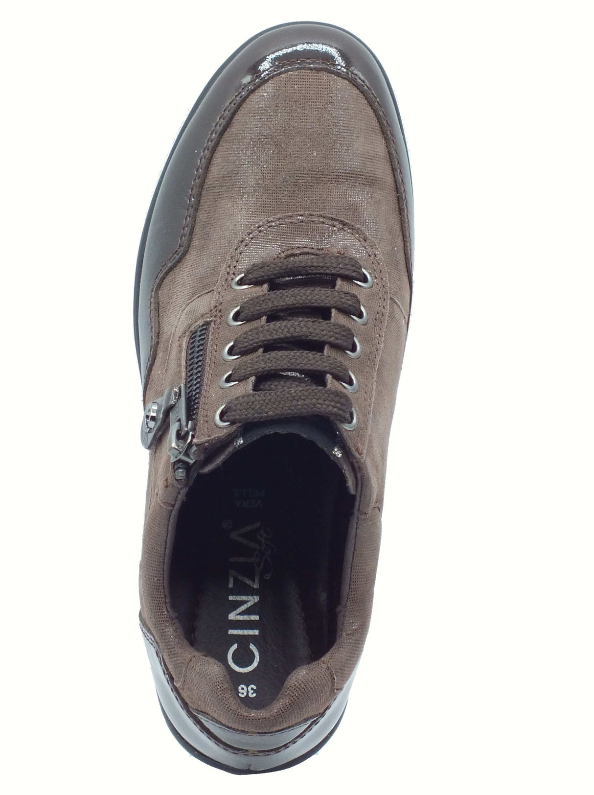 Cinzia Soft Cinzia Soft IV122445 Testa Moro Sneakers Confort per Donna in pelle con lampo e lacci Testa Moro