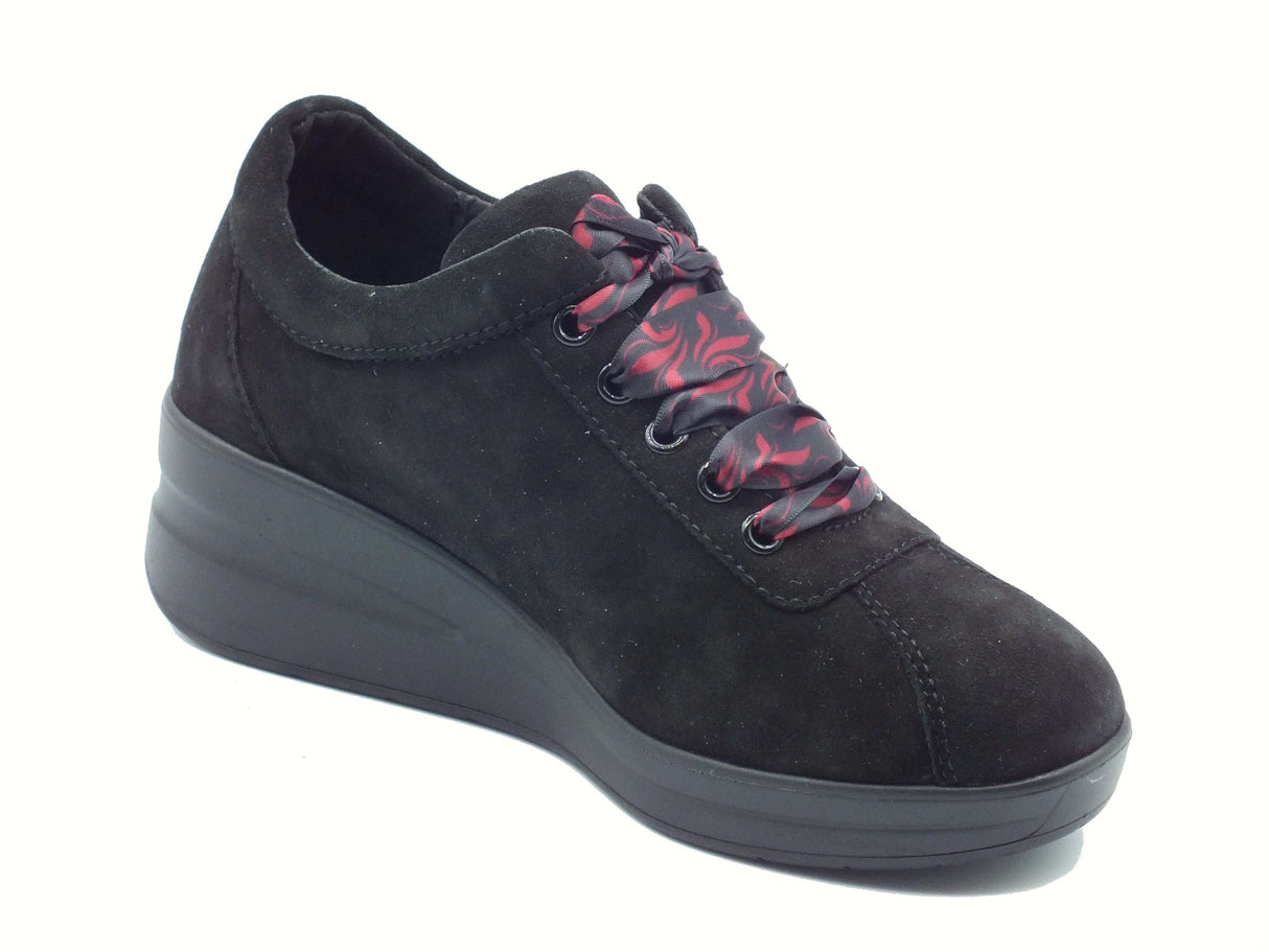 Cinzia Soft Cinzia Soft IV1224000 Black Sneakers Confort per Donna in nabuk nero con lacci Black