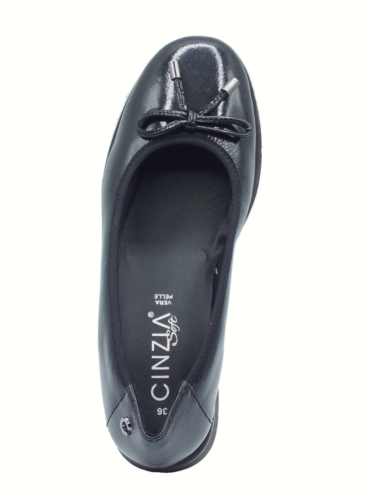 Cinzia Soft Cinzia Soft IV8920546G Black Ballerine Confort per Donna in pelle verniciata zeppa bassa Black