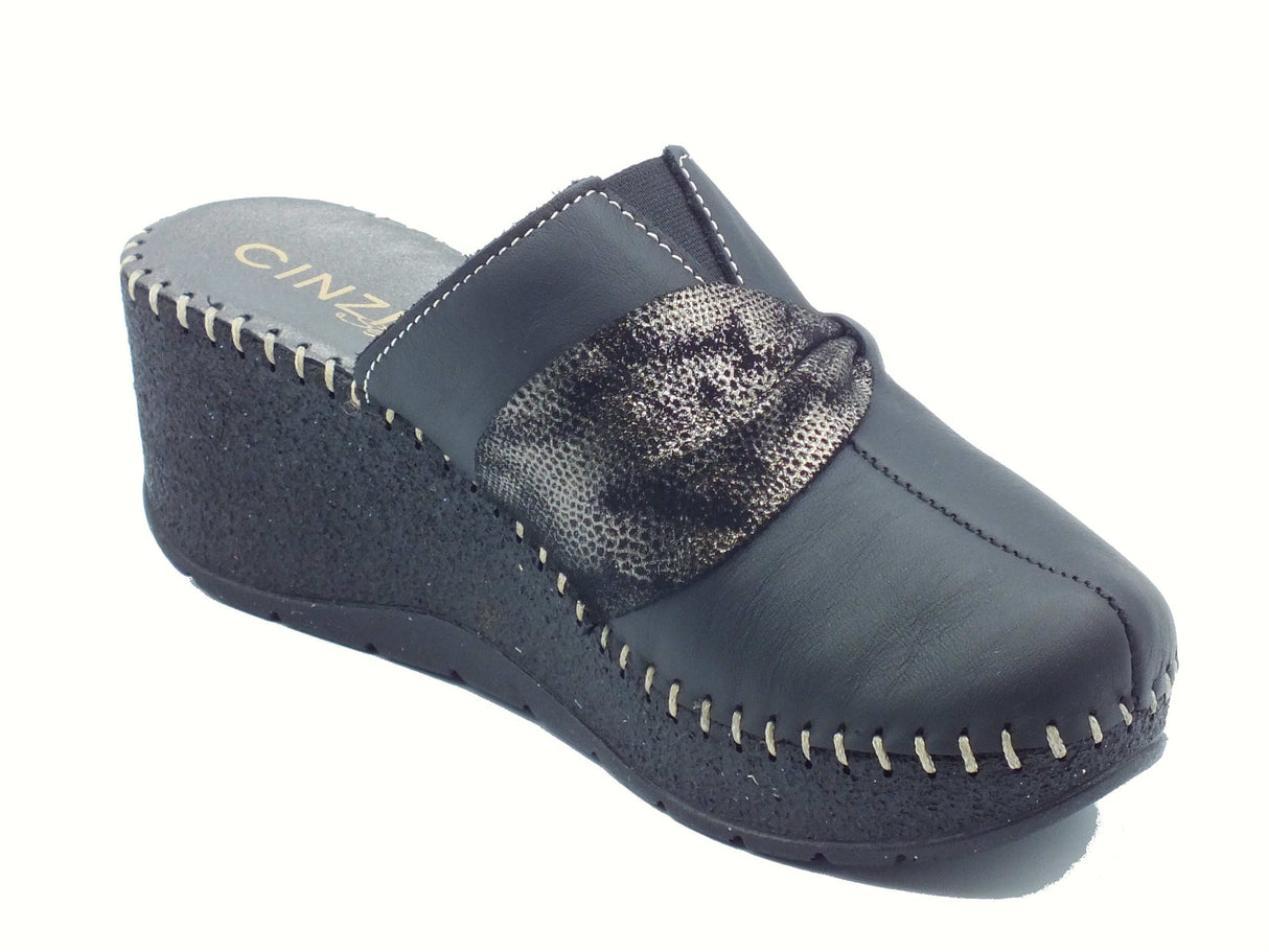 Cinzia Soft Cinzia Soft IM41002 Nero Sandali scalsati per Donna in pelle con zeppa alta Nero