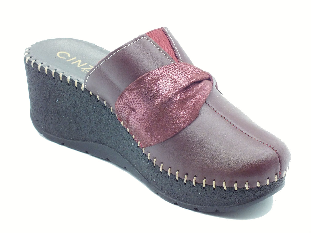 Cinzia Soft Cinzia Soft IM41002 Bordò Pantofole per Donna in pelle con zeppa Bordò