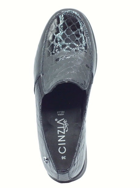 Cinzia Soft Cinzia Soft IV8920543 Black Mocassini per Donna in pelle cocco con zeppa media Black