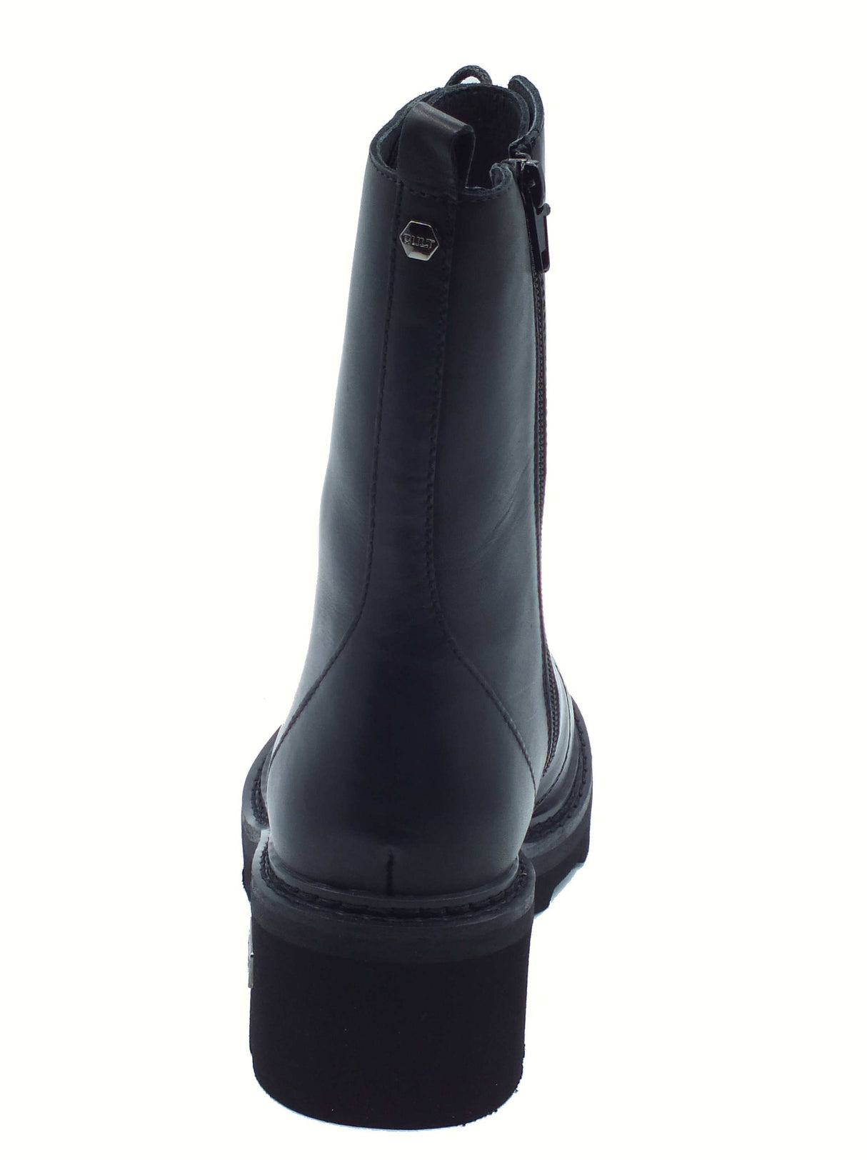 CULT Cult CLW333900 Grace Black Anfibi per Donna in pelle nera con lampo e lacci tacco medio Black