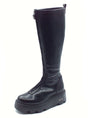CULT Cult CLW355500 New Rock Black Stivali Stivali per Donna con lampo frontale in pelle nera zeppa medi Black