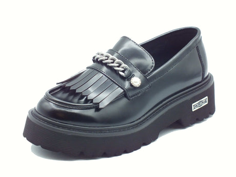 CULT CULT CLW457900 Slash Black Mocassini per Donna in pelle abrasivata zeppa media Black