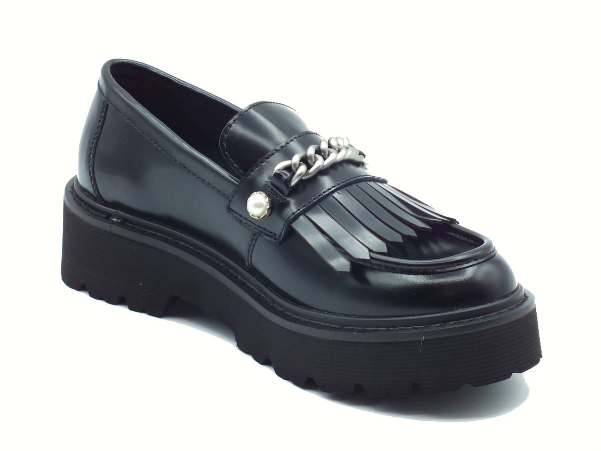 CULT CULT CLW457900 Slash Black Mocassini per Donna in pelle abrasivata zeppa media Black