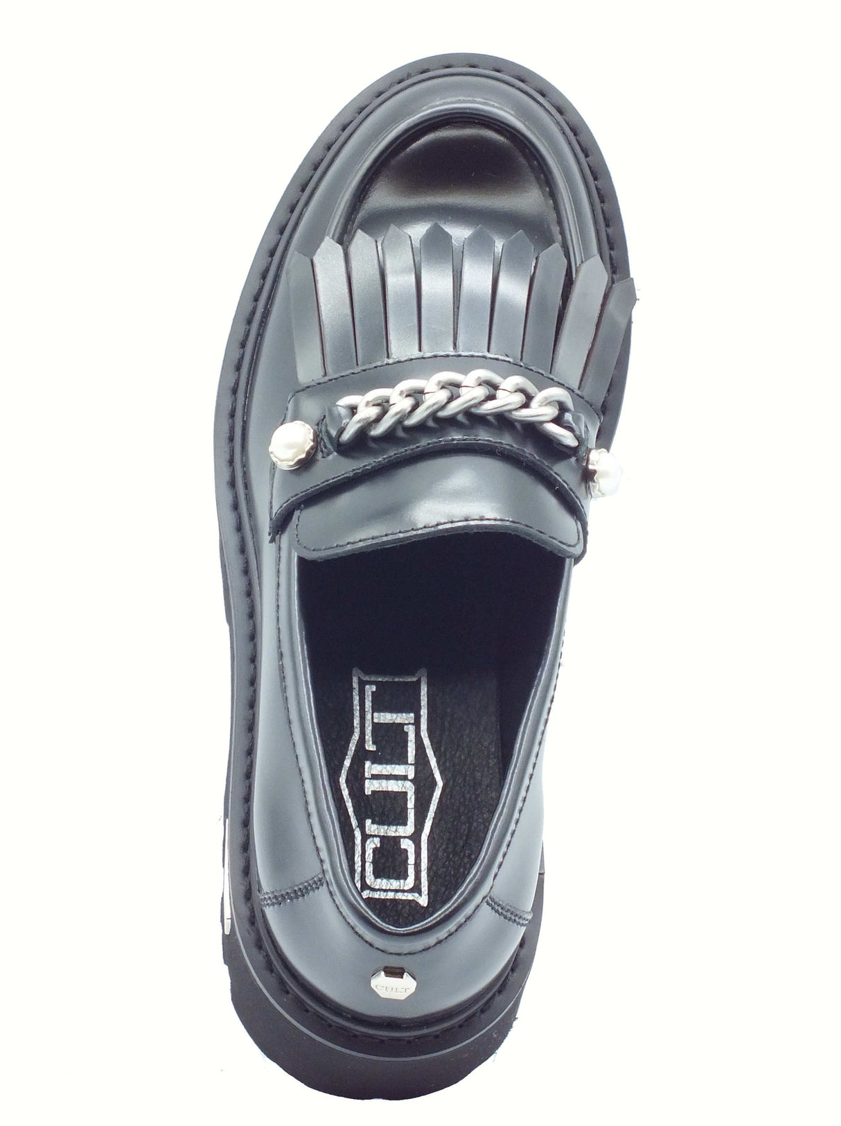 CULT CULT CLW457900 Slash Black Mocassini per Donna in pelle abrasivata zeppa media Black