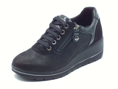 ENVAL Soft ENVAL Soft 8763700 Scam Nero Sneakers confort con lampo e lacci per Donna in tessuto elasticizzato Nero