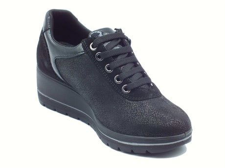ENVAL Soft ENVAL Soft 8763700 Scam Nero Sneakers confort con lampo e lacci per Donna in tessuto elasticizzato Nero