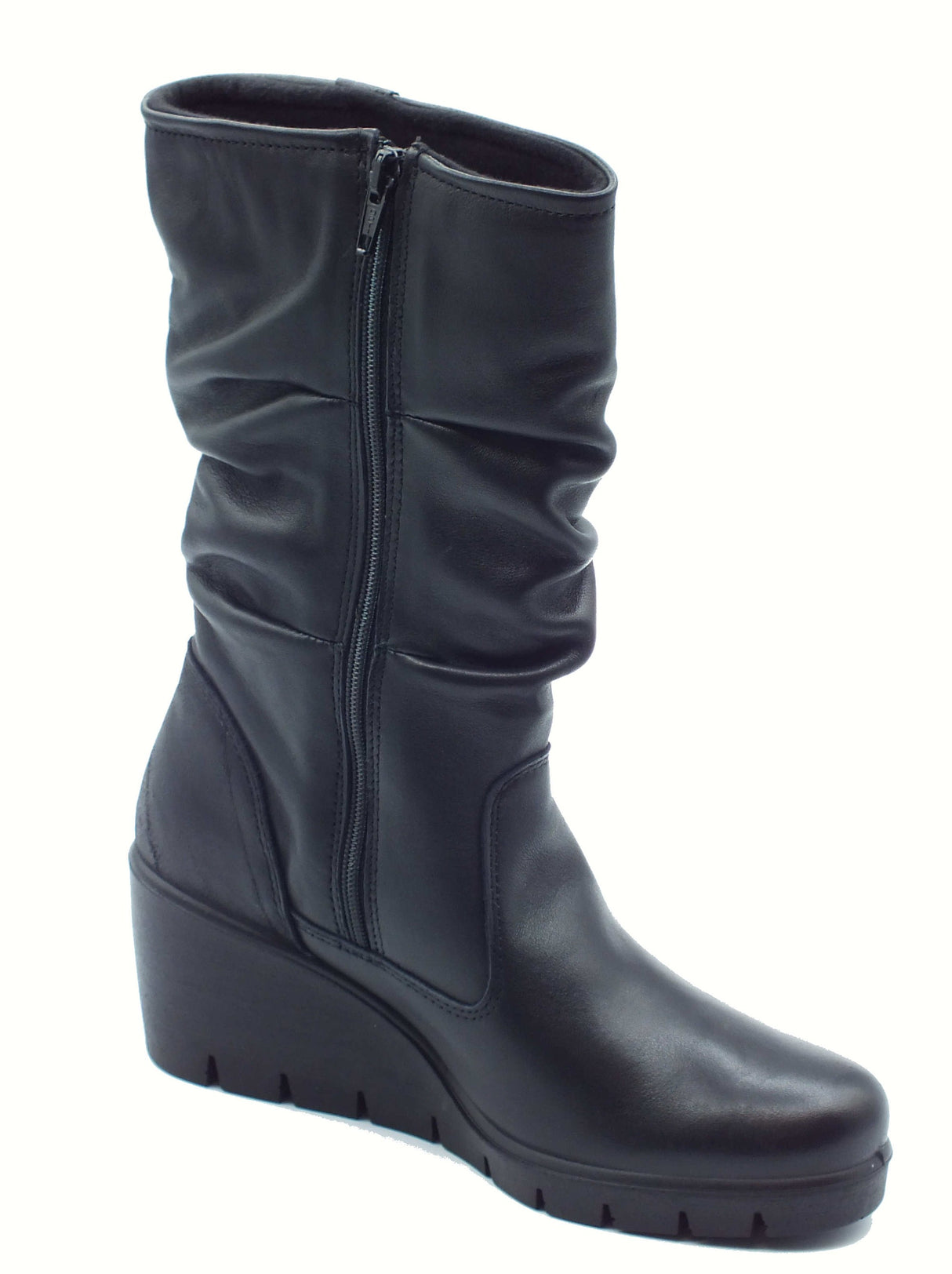 ENVAL Soft ENVAL Soft 8769600 Nappa Soft Nero Tronchetti per Donna in pelle con lampo zeppa media Nero