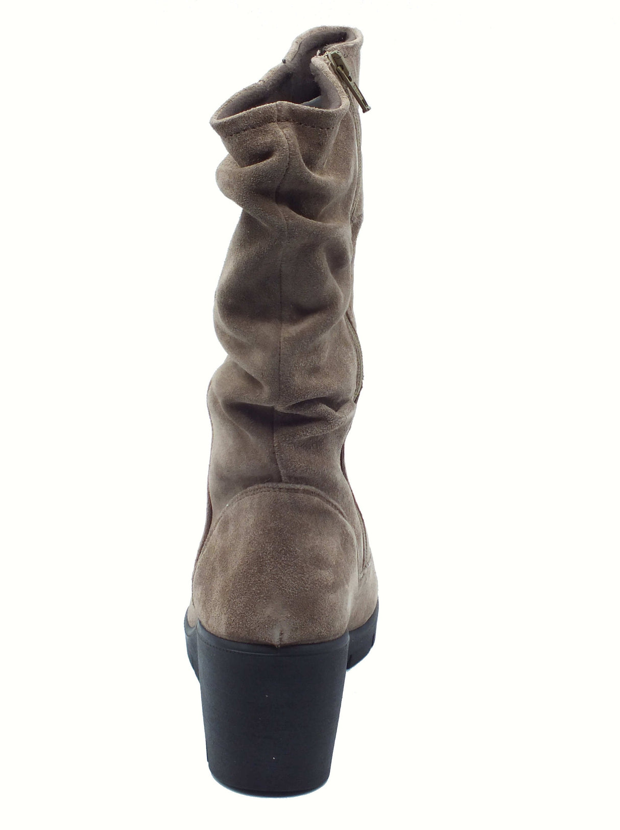 ENVAL Soft ENVAL Soft 8769622 Scam. Fango Tronchetti per Donna in camoscio con lampo zeppa media Fango