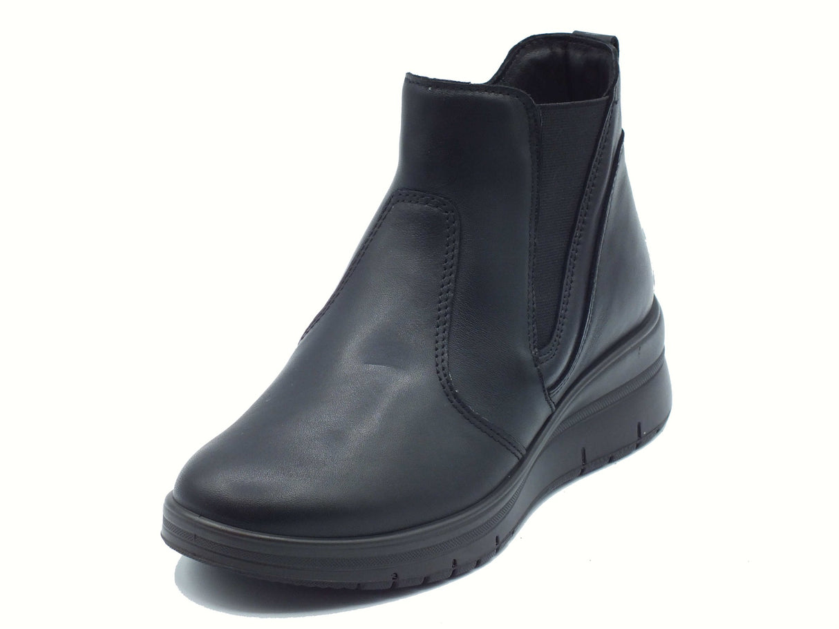 ENVAL Soft ENVAL Soft 8778100 Nappa Capra Nero Tronchetti accollati per Donna in pelle con lampo zeppa bassa Nero