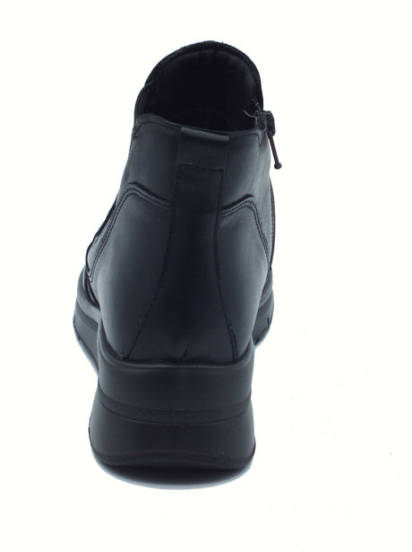 ENVAL Soft ENVAL Soft 8778100 Nappa Capra Nero Tronchetti accollati per Donna in pelle con lampo zeppa bassa Nero